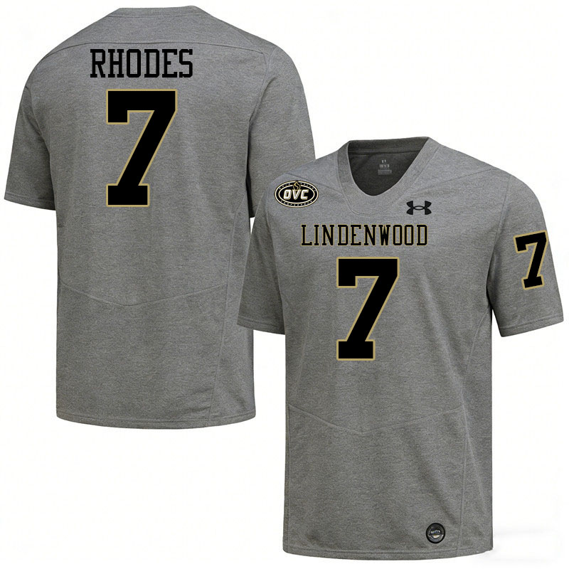 Lindenwood Lions #7 Jared Rhodes College Football Jerseys,Uniforms-Grey